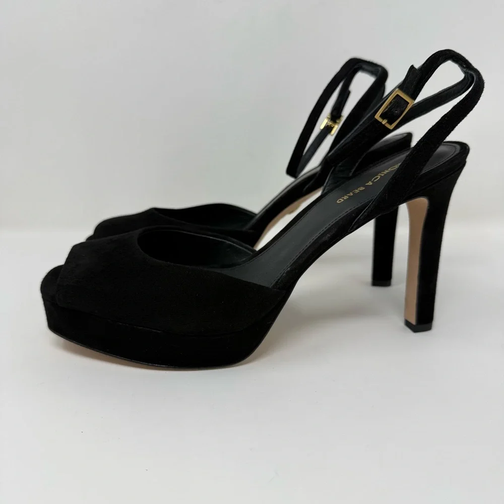 New Veronica Beard Brianne Sandals Black Suede Sz 8.5